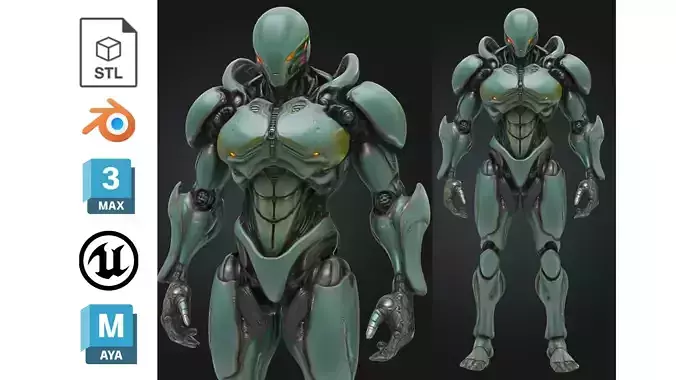 Futuristic Bio Mech Robot Low-poly 3D model