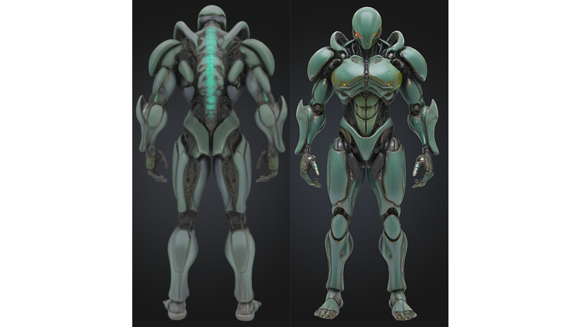 Futuristic Bio Mech Robot Low-poly 3D model_1