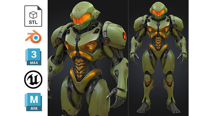Armored Alien Soldier Low-poly 3D model