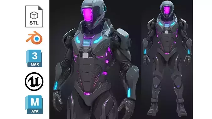 Neon Cybernetic Soldier