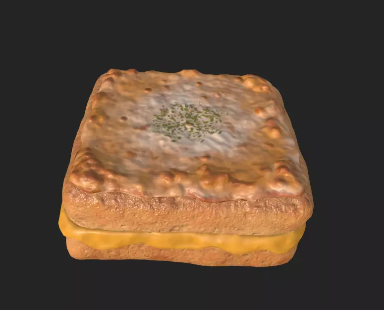 Grilled Cheese Toast Low-poly 3D model_0