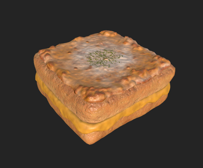 Grilled Cheese Toast Low-poly 3D model_3