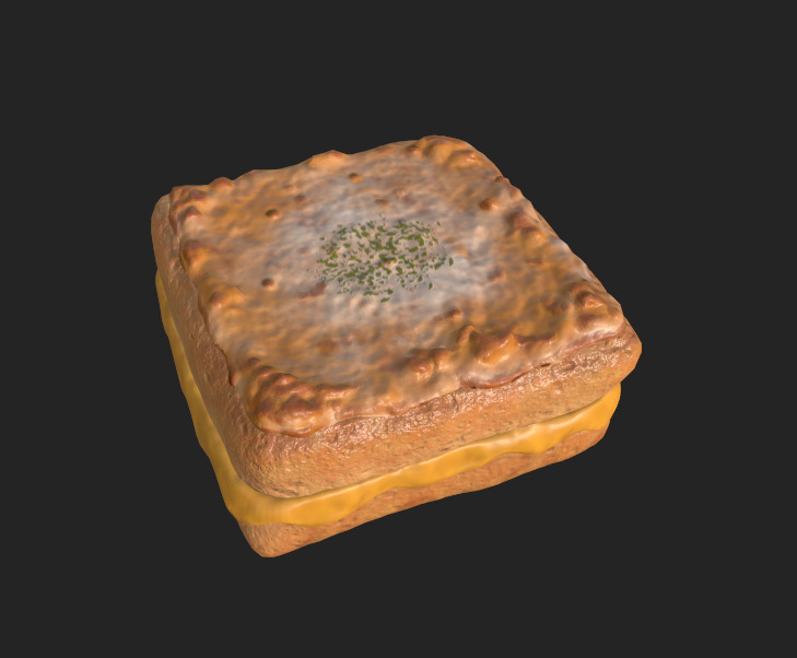 Grilled Cheese Toast Low-poly 3D model_1