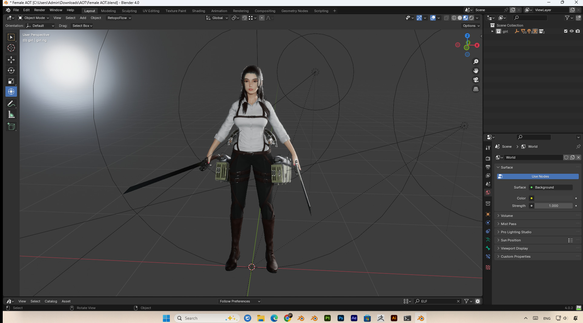 female - attack on titan fanart PBR 8k Low-poly 3D model_7