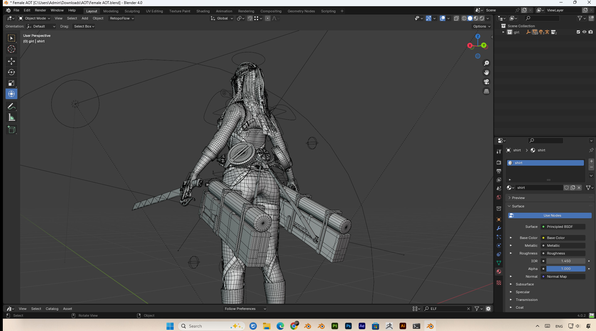 female - attack on titan fanart PBR 8k Low-poly 3D model_4