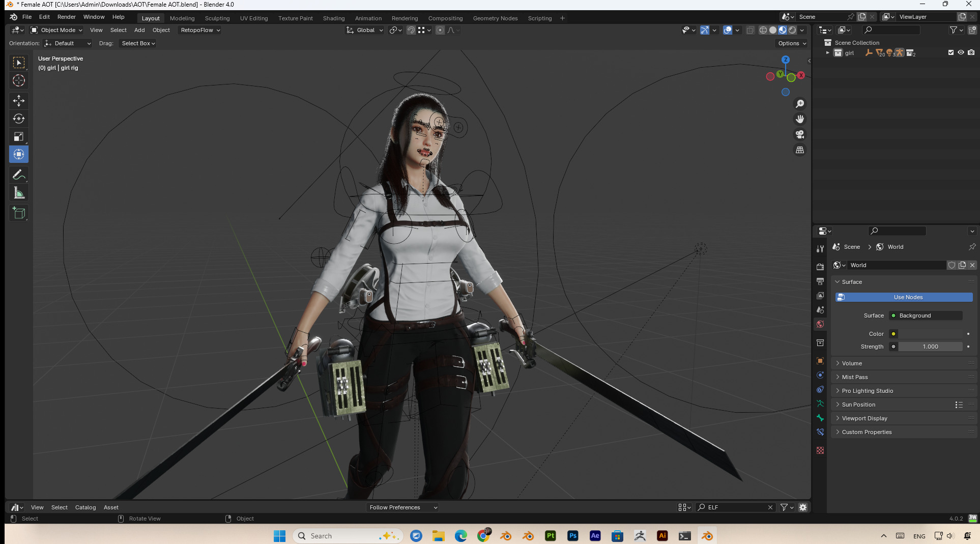 female - attack on titan fanart PBR 8k Low-poly 3D model_8