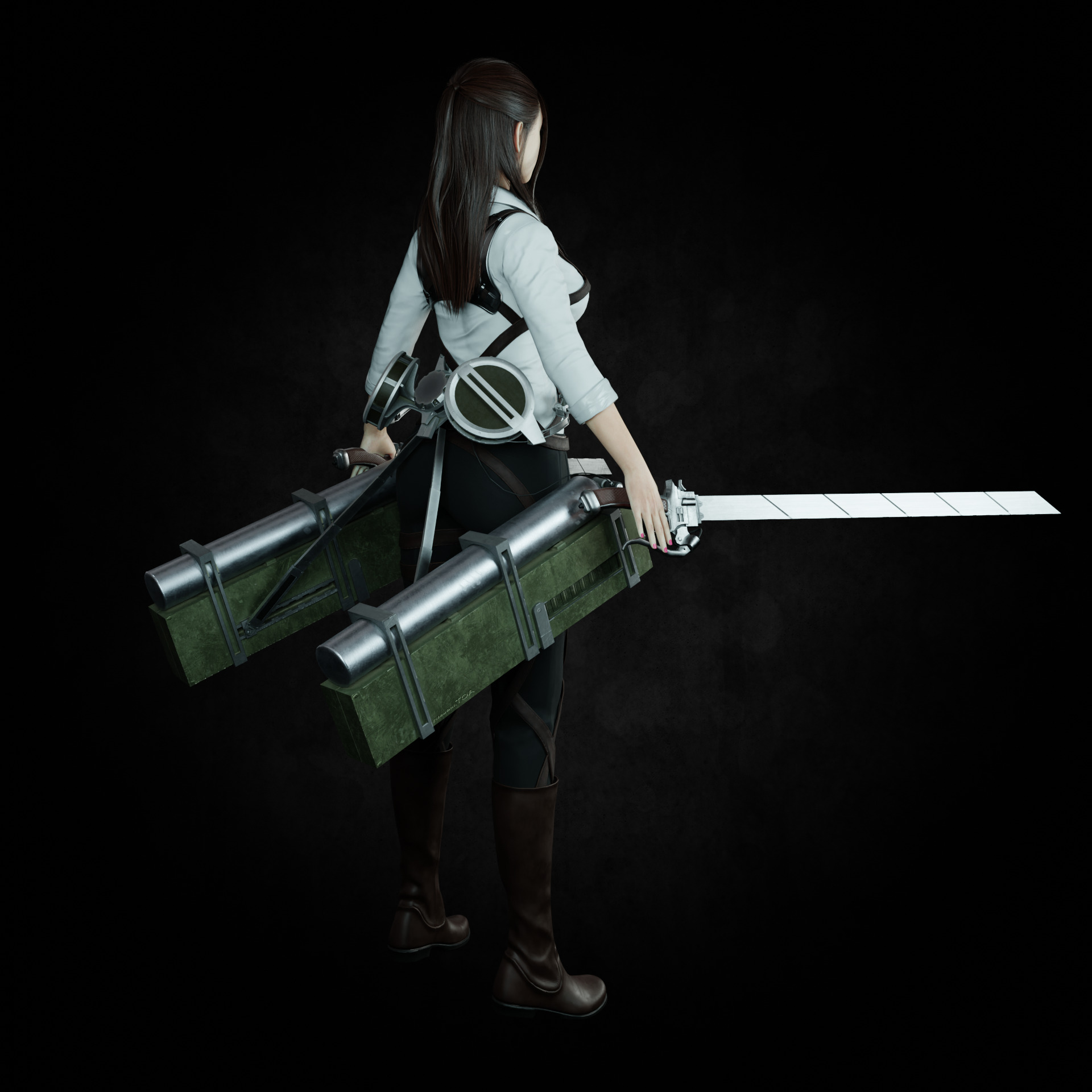 female - attack on titan fanart PBR 8k Low-poly 3D model_2