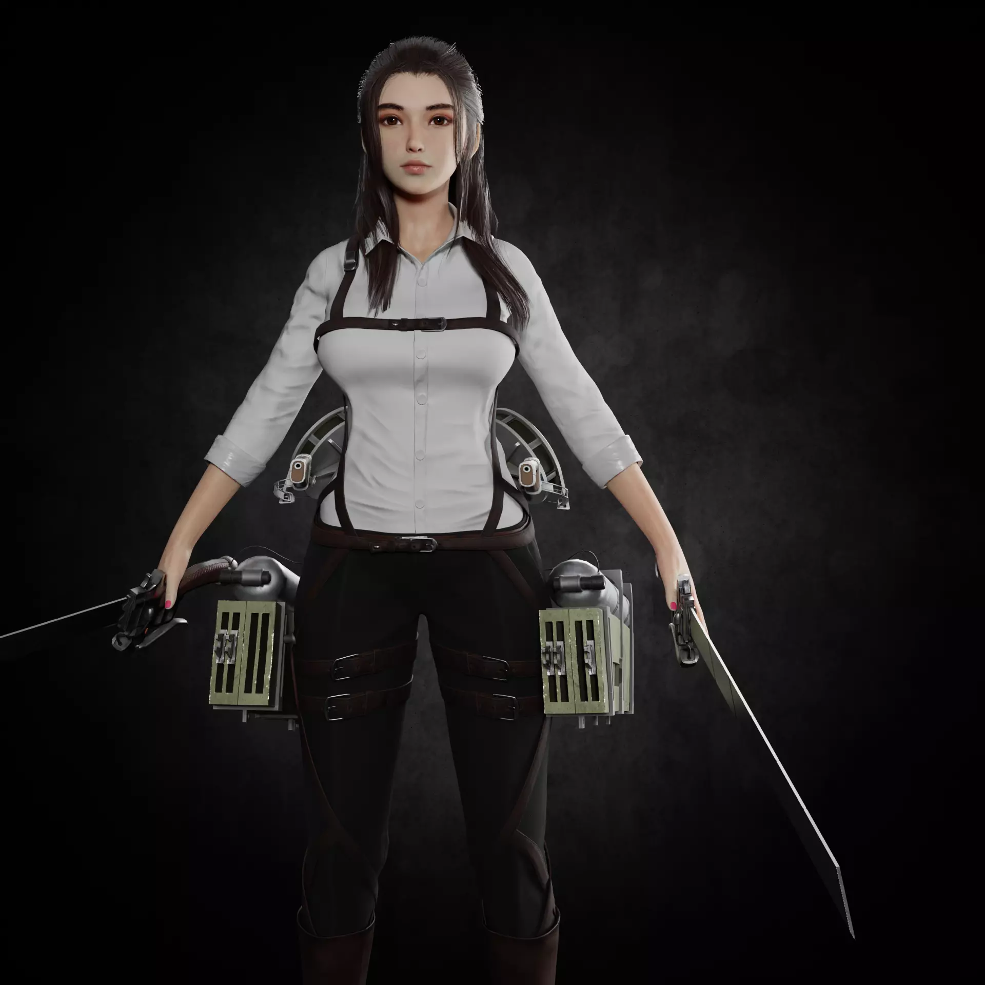 female - attack on titan fanart PBR 8k Low-poly 3D model_0