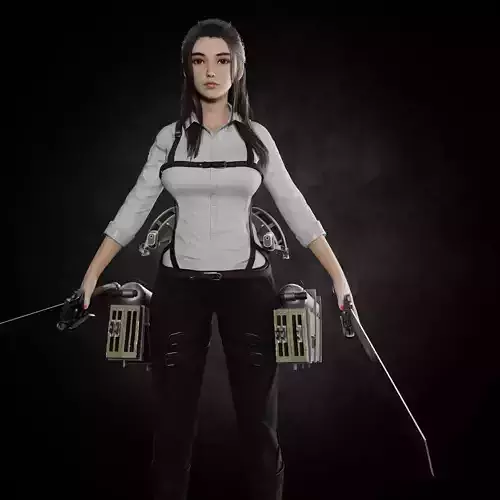 female - attack on titan fanart PBR 8k  Low-poly 3D model