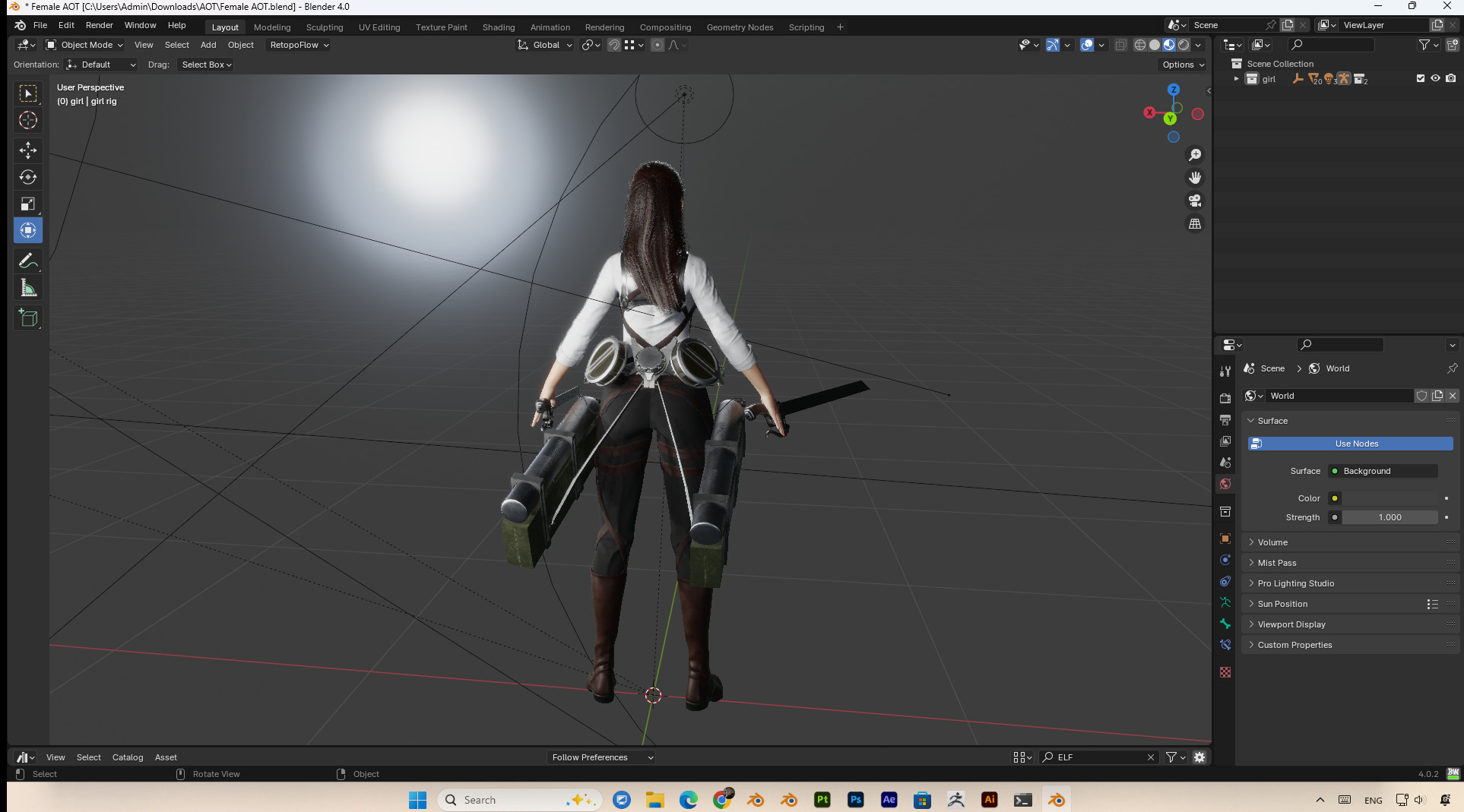 female - attack on titan fanart PBR 8k Low-poly 3D model_6