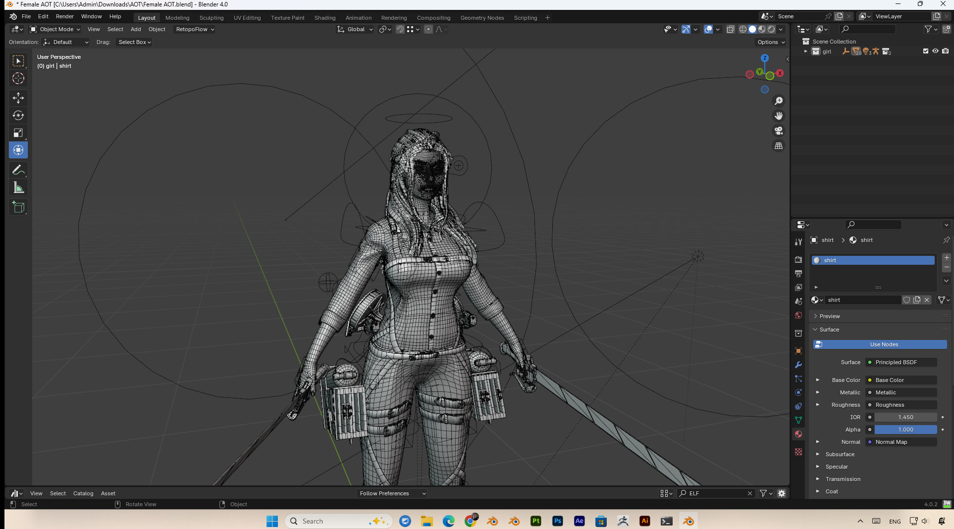 female - attack on titan fanart PBR 8k Low-poly 3D model_5