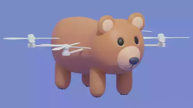 Cartoon Cute Bear Animal Drone 3D model