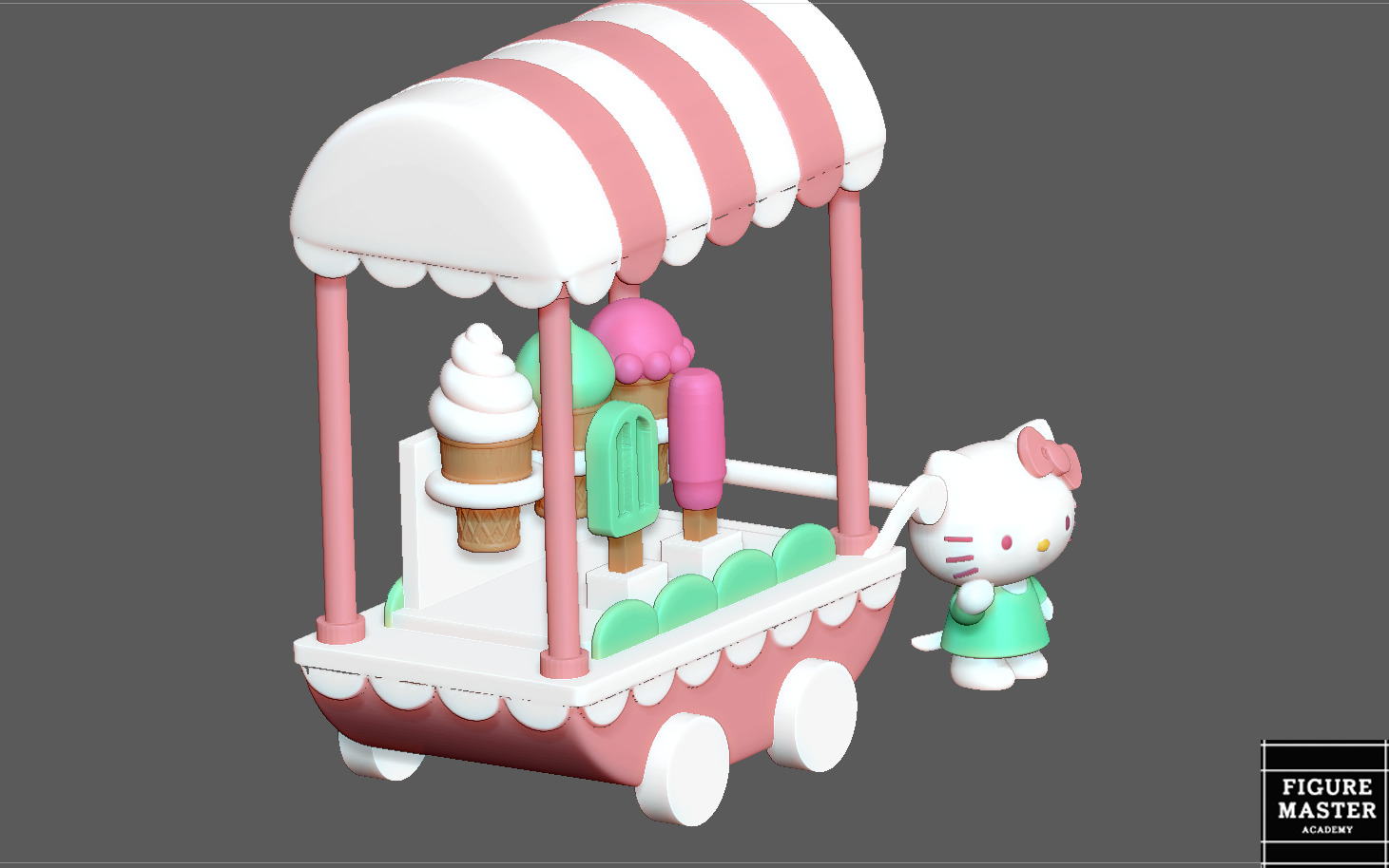 HELLO KITTY AND ICE CREAM CART 3D PRINT MODEL 3D print model_6