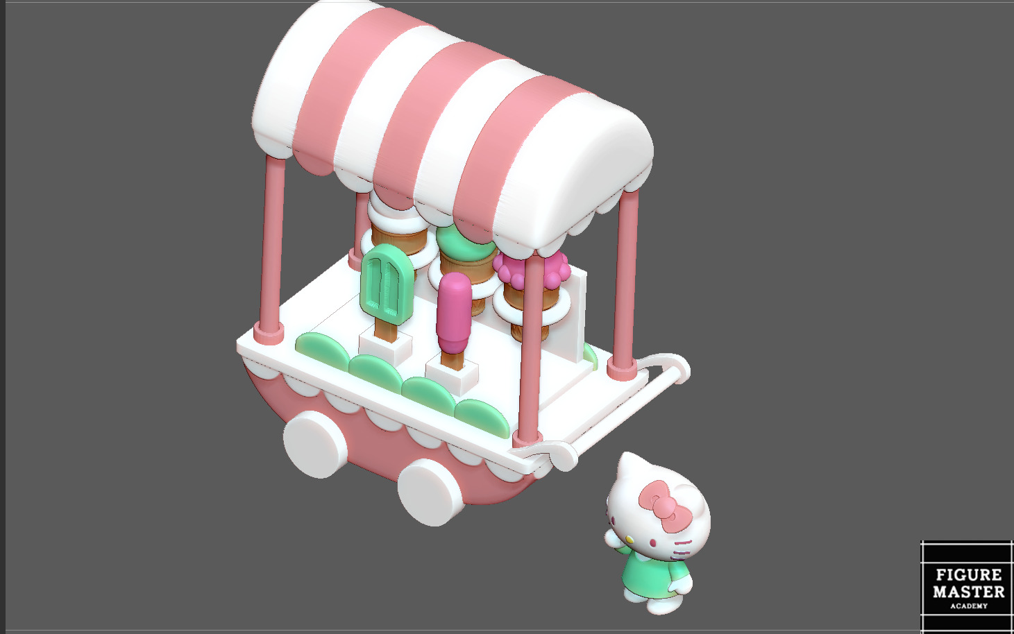 HELLO KITTY AND ICE CREAM CART 3D PRINT MODEL 3D print model_8