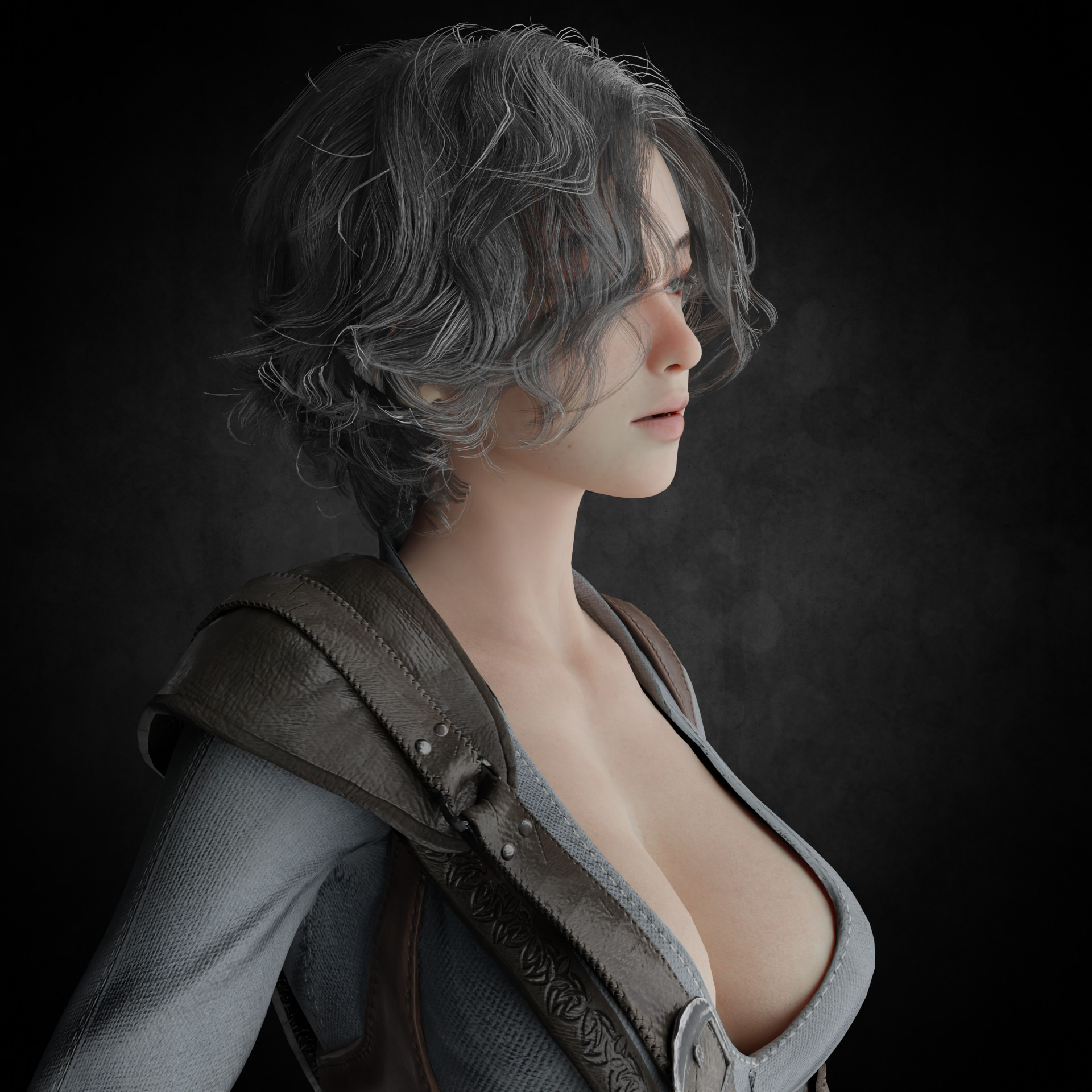 female hunter PBR 8k low-poly Low-poly 3D model_3