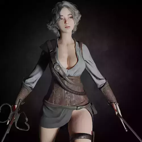 female hunter PBR 8k low-poly Low-poly 3D model