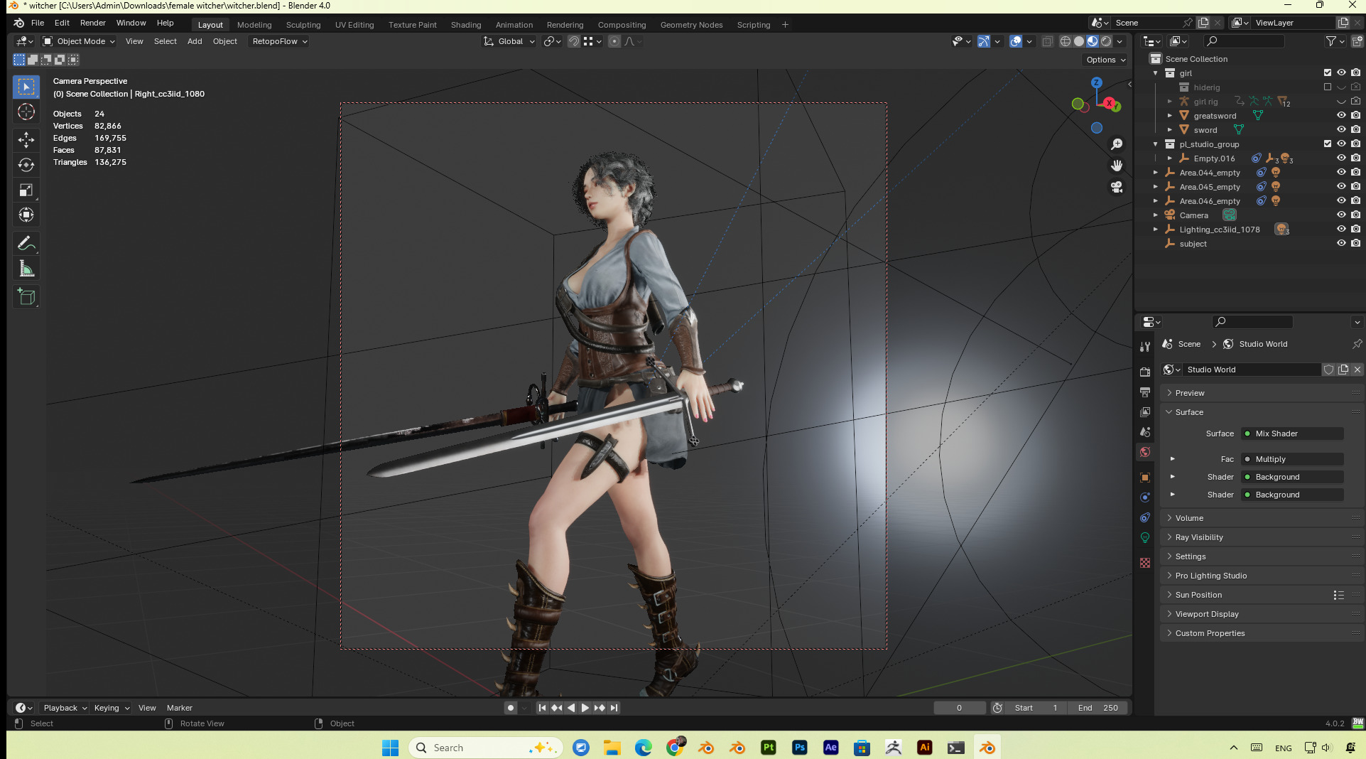 female hunter PBR 8k low-poly Low-poly 3D model_11