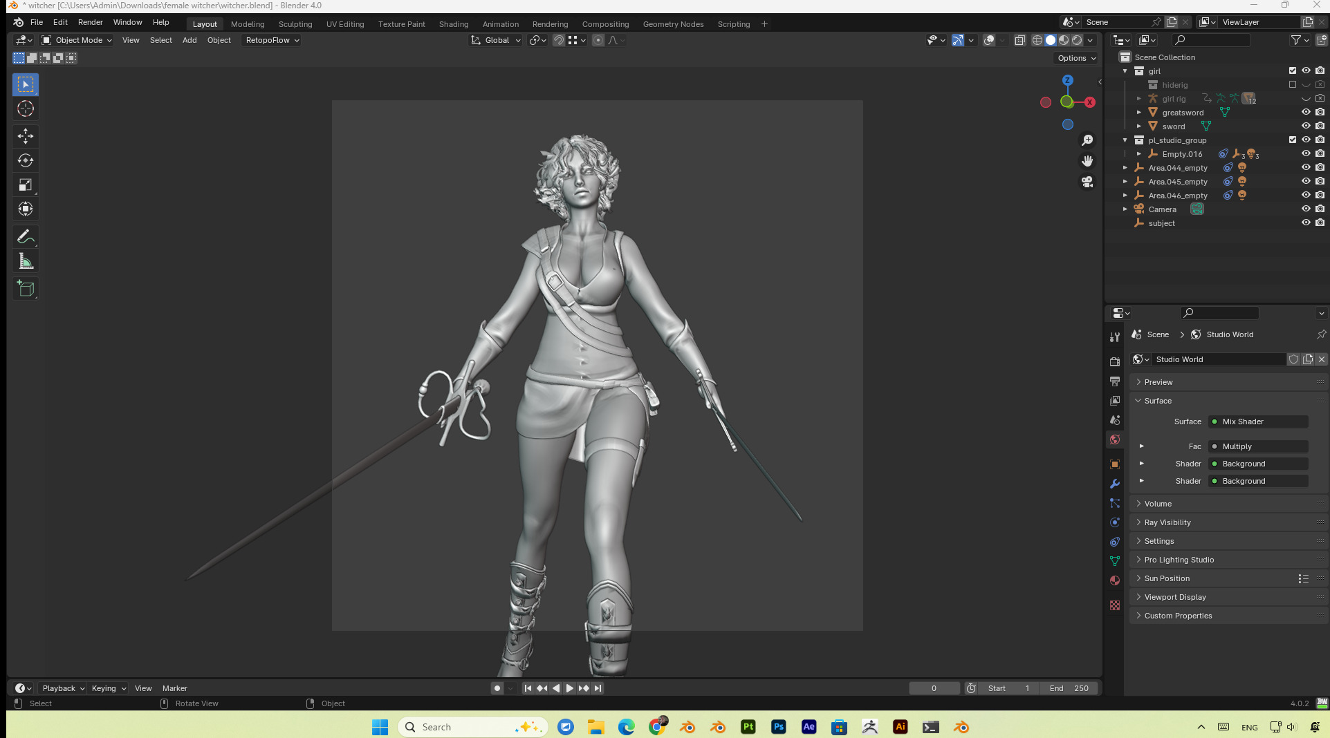 female hunter PBR 8k low-poly Low-poly 3D model_8