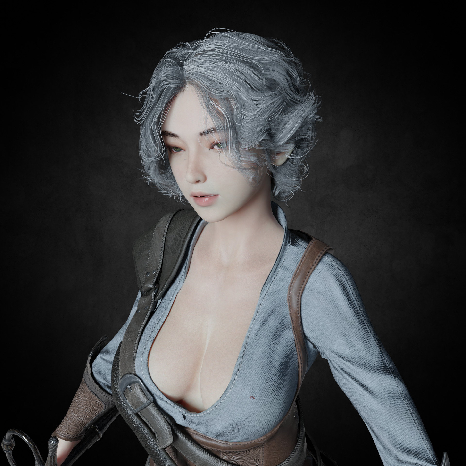 female hunter PBR 8k low-poly Low-poly 3D model_2