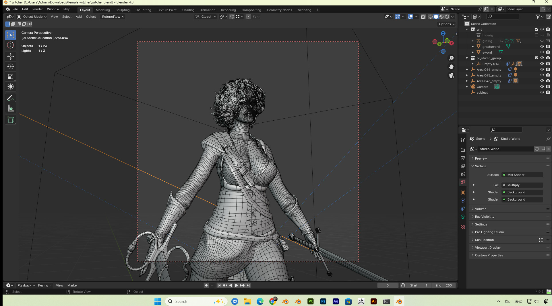 female hunter PBR 8k low-poly Low-poly 3D model_7