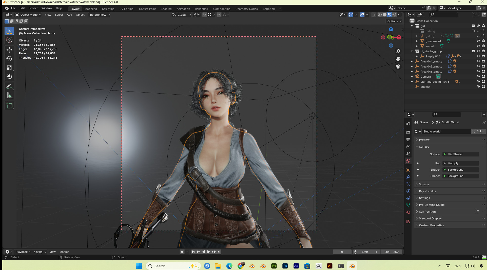 female hunter PBR 8k low-poly Low-poly 3D model_6