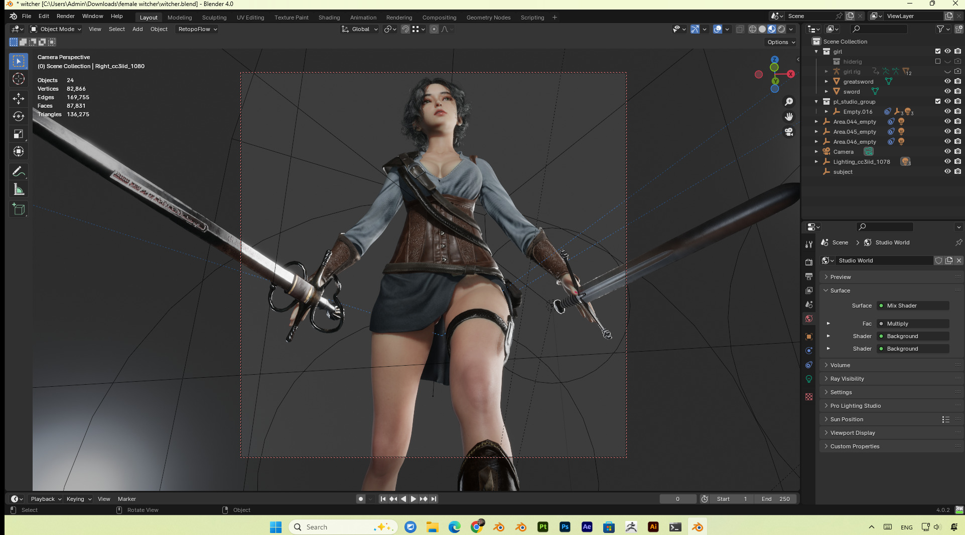 female hunter PBR 8k low-poly Low-poly 3D model_4