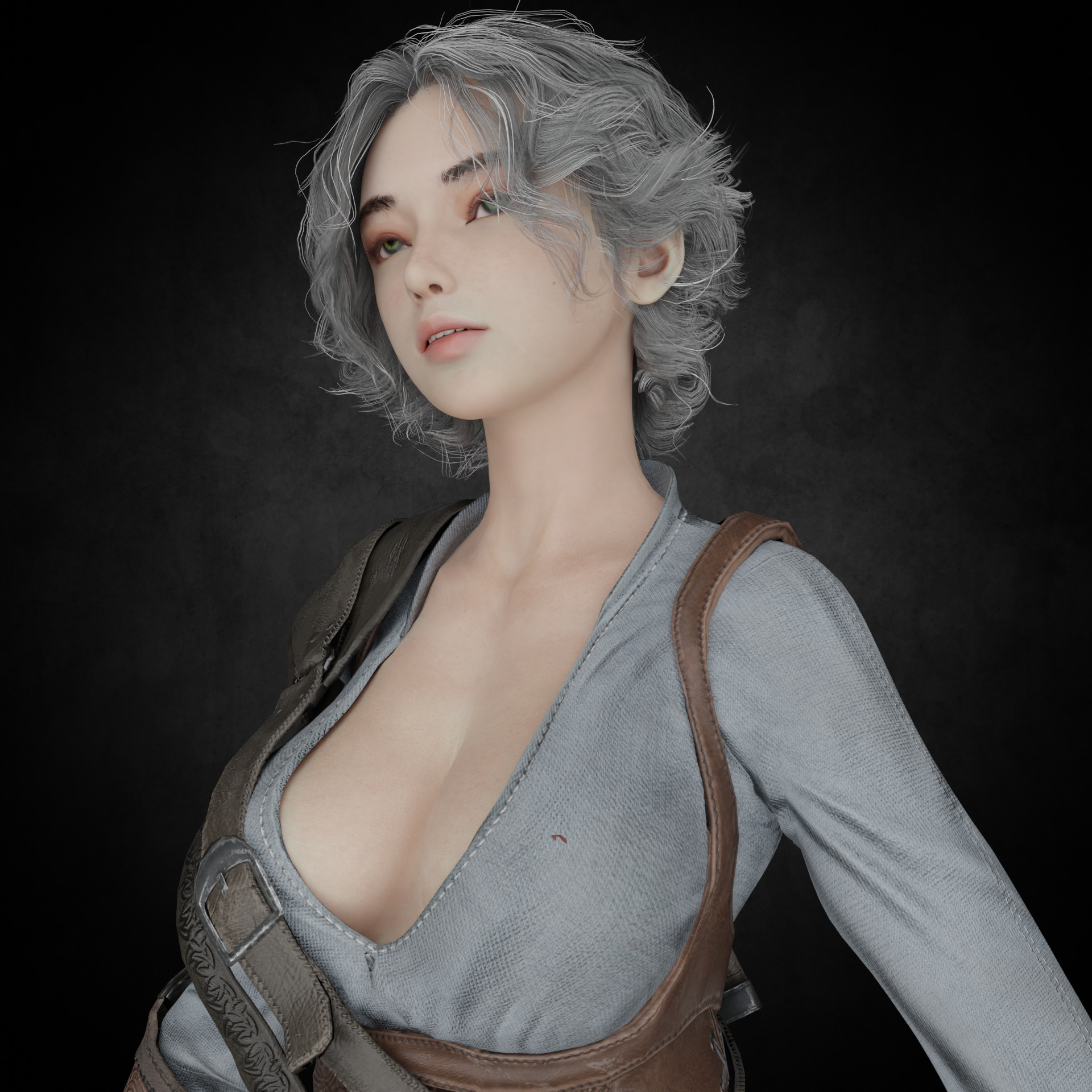 female hunter PBR 8k low-poly Low-poly 3D model_1