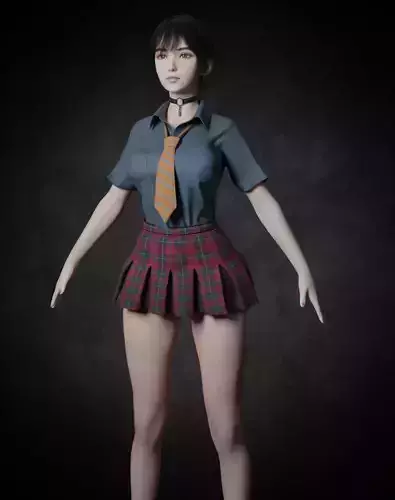 asian school girl pbr 8k rigged