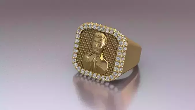 Jesus Malverde Narco Saint Sinaloa Ring Diamond STL 3DM Model  3D print model