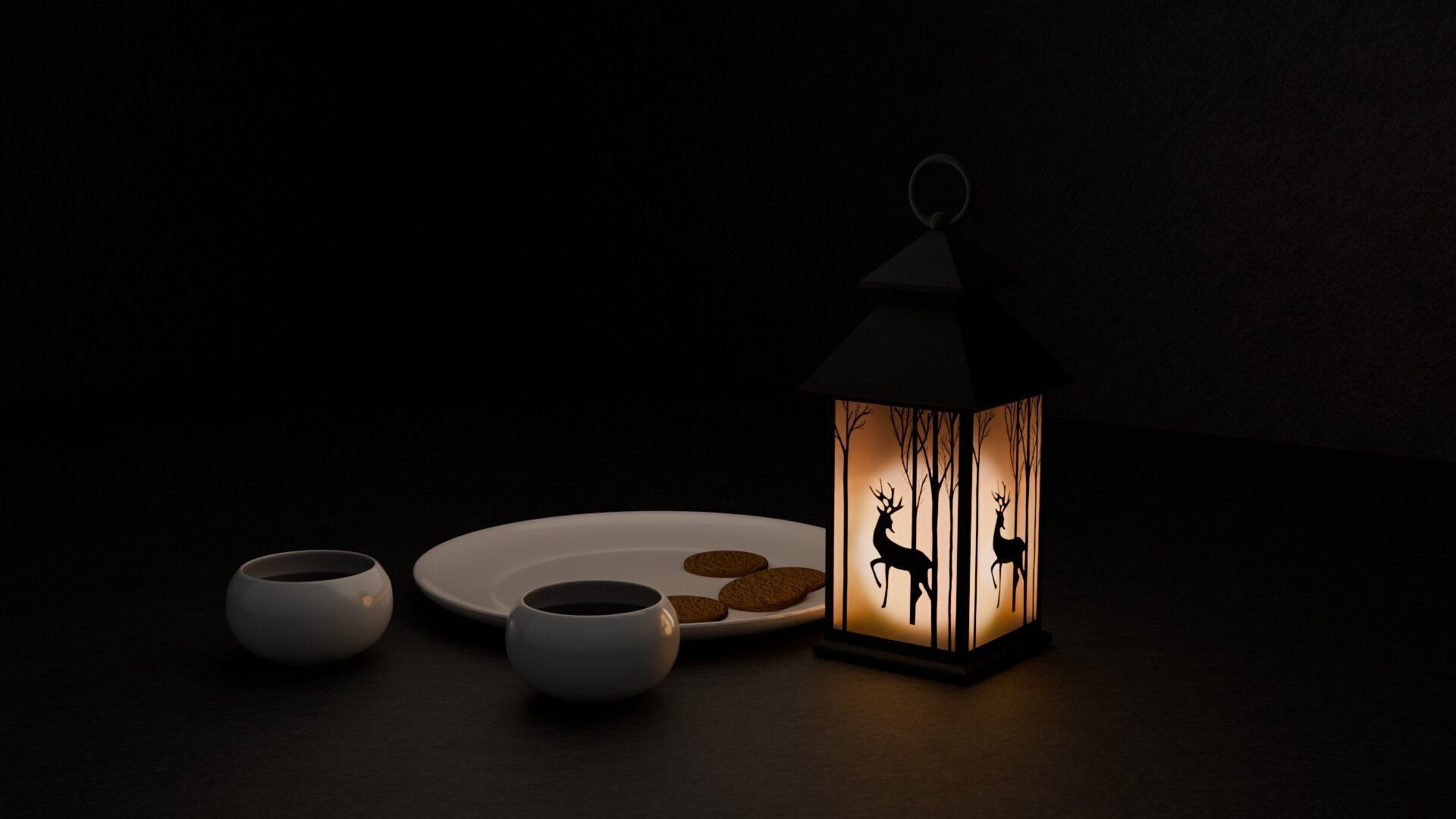 Lantern with silhouette Free low-poly 3D model_2