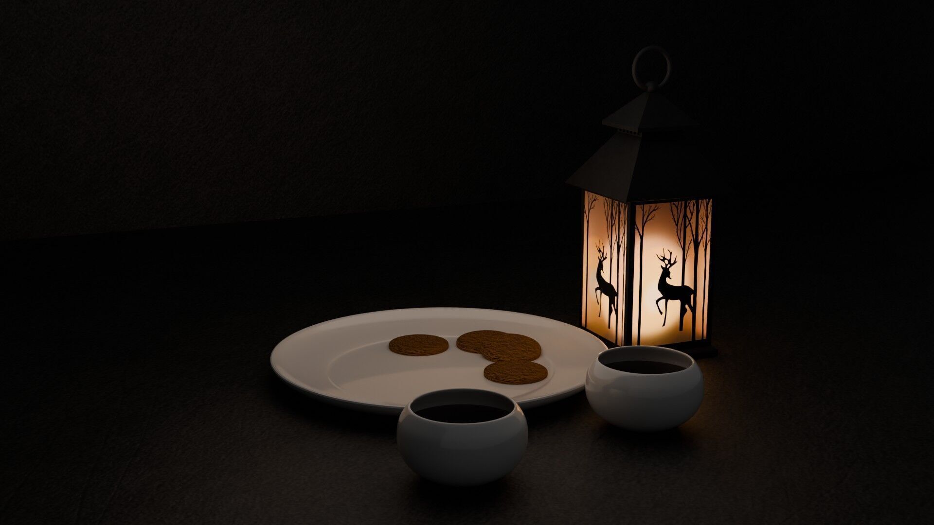 Lantern with silhouette Free low-poly 3D model_1