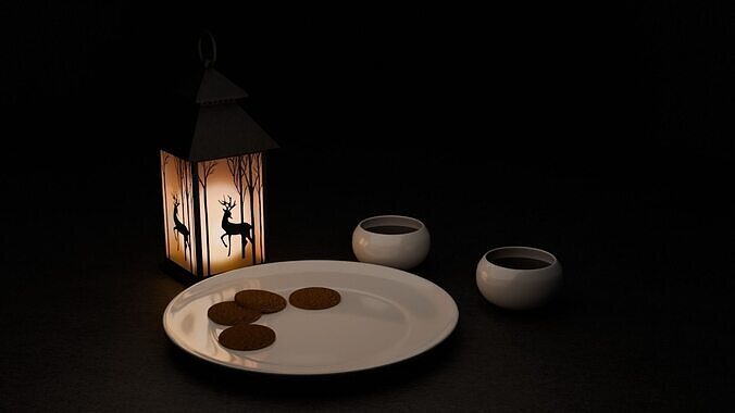 Lantern with silhouette Free low-poly 3D model