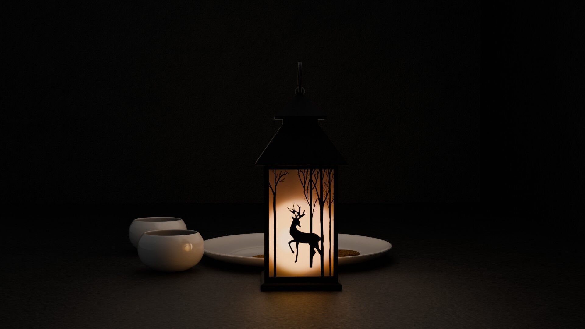 Lantern with silhouette Free low-poly 3D model_3
