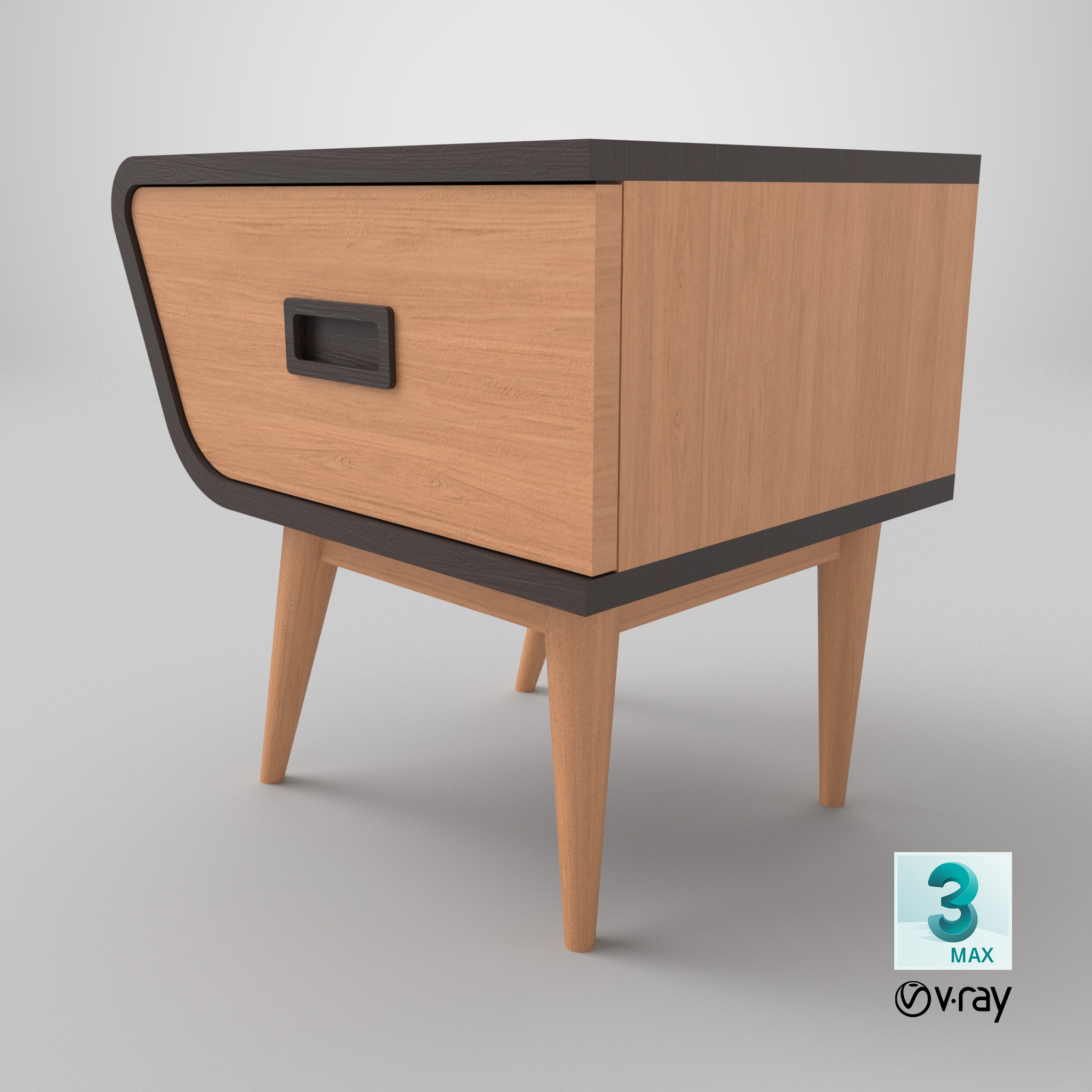 Mid-Century Modern Side Table Helsinki Low-poly 3D model_15