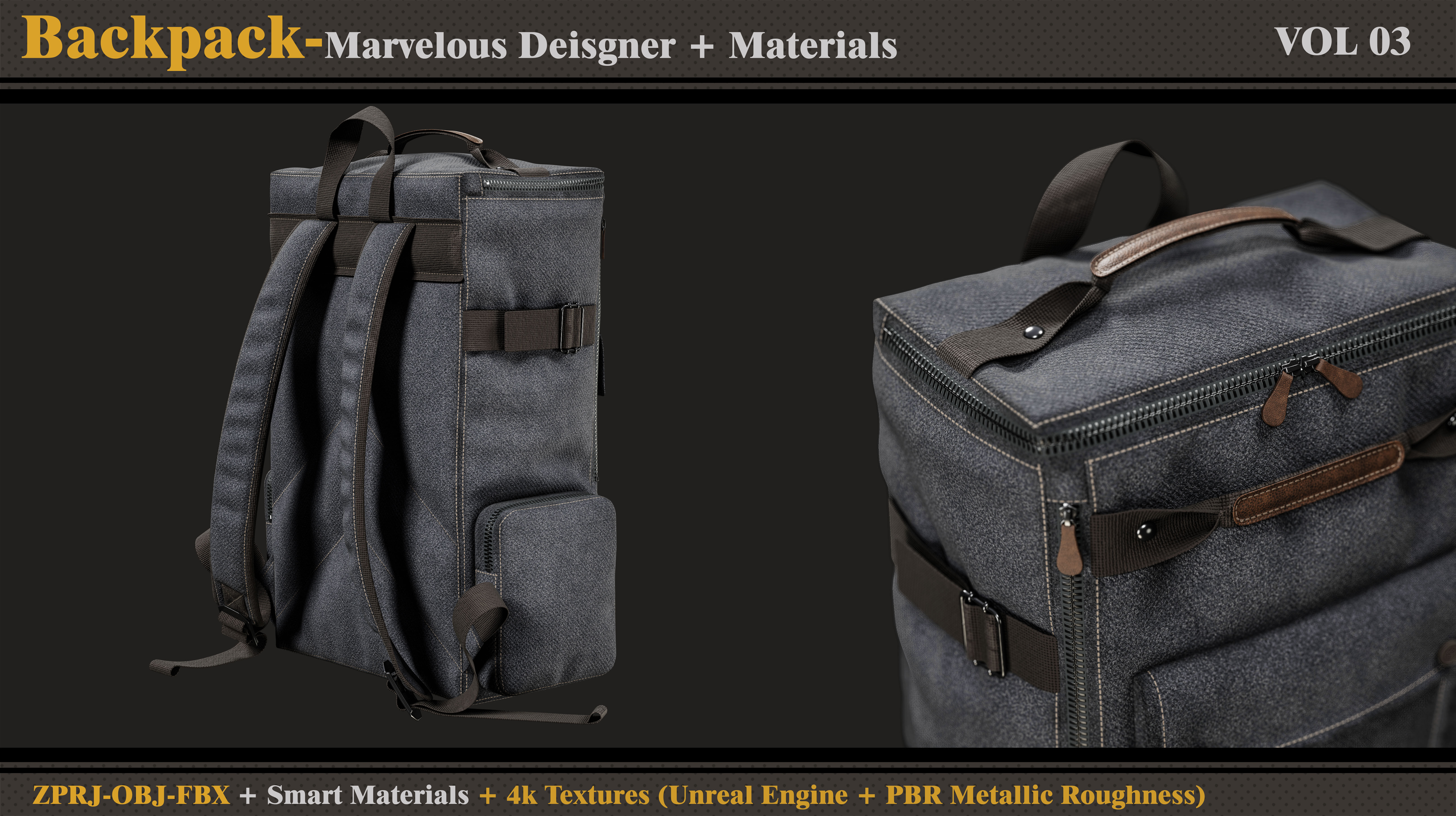 Backpack-MD-Clo3d-3 Smart Material-Textures-OBJ-FBX 3D model_4