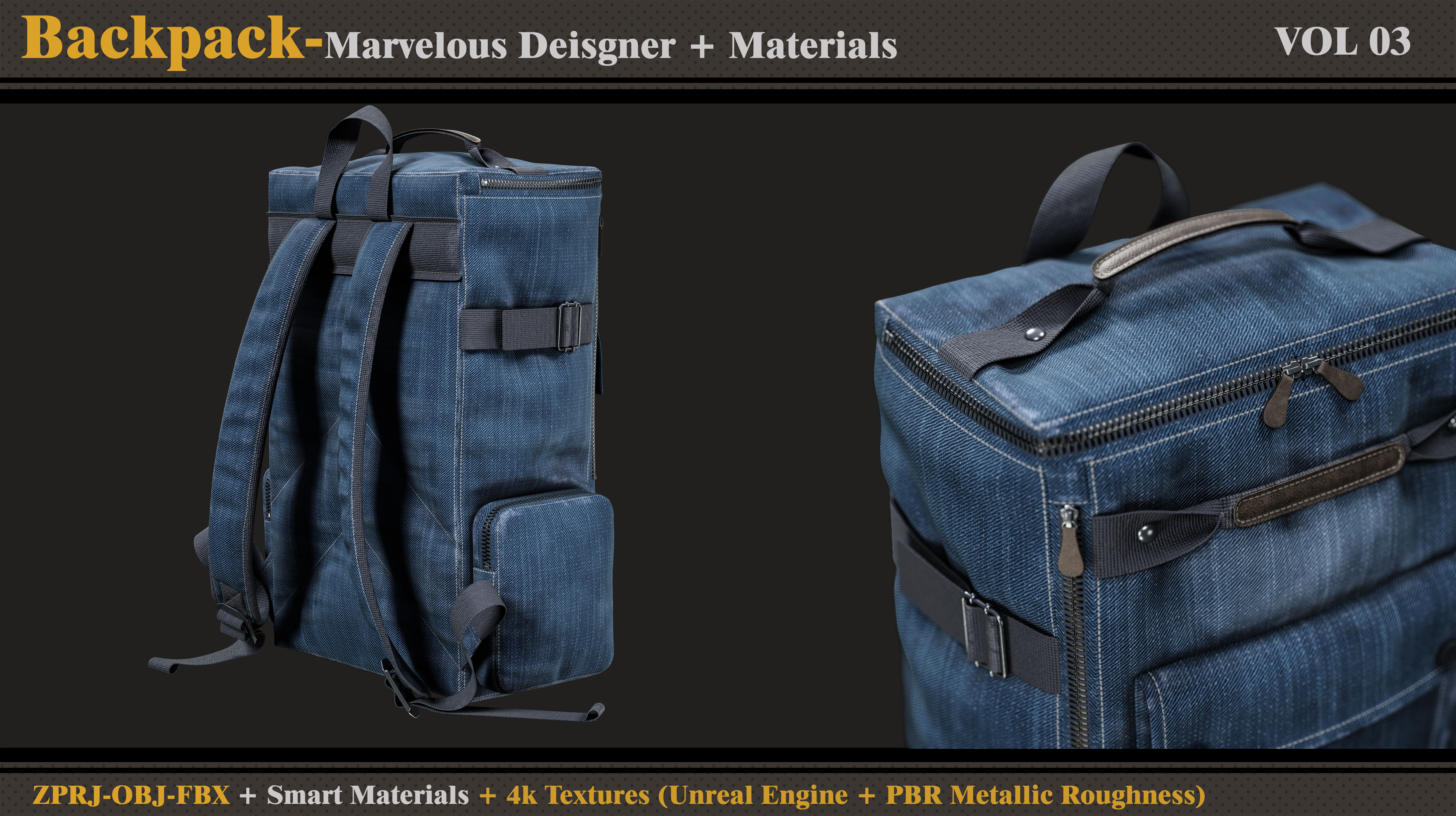 Backpack-MD-Clo3d-3 Smart Material-Textures-OBJ-FBX 3D model_6