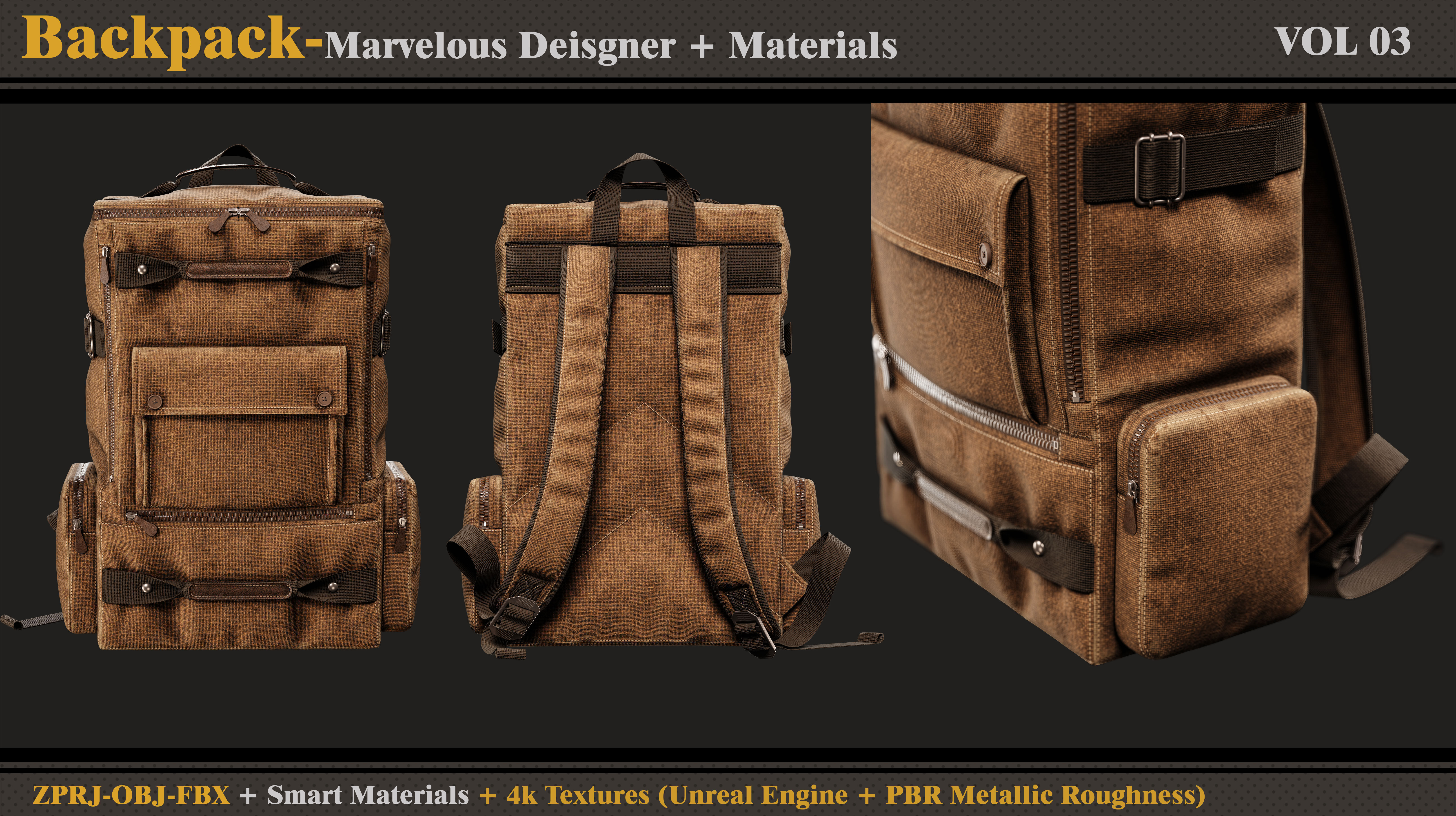 Backpack-MD-Clo3d-3 Smart Material-Textures-OBJ-FBX 3D model_2