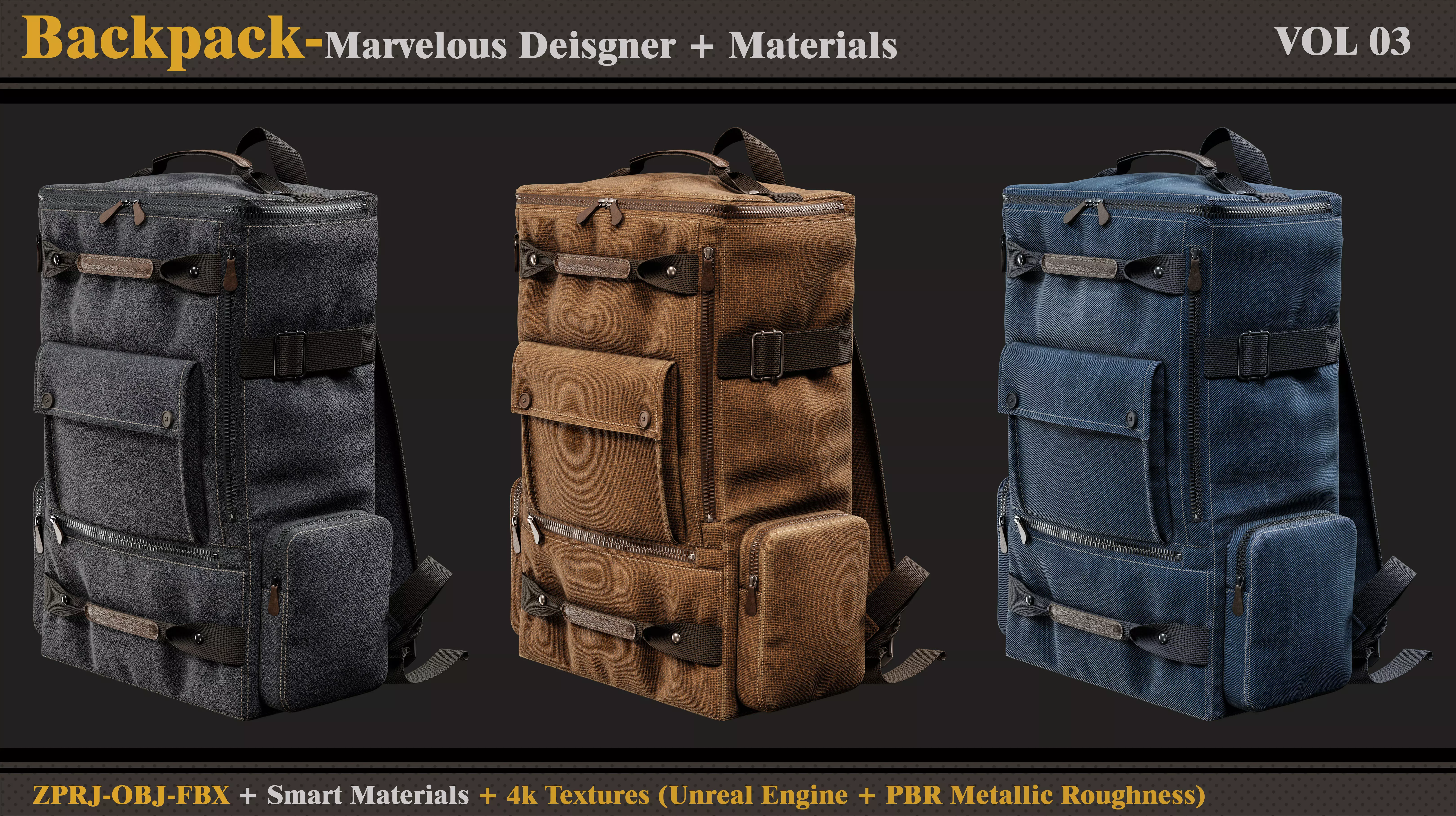 Backpack-MD-Clo3d-3 Smart Material-Textures-OBJ-FBX 3D model_0
