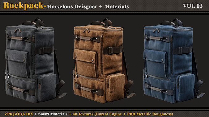 Backpack-MD-Clo3d-3 Smart Material-Textures-OBJ-FBX 3D model