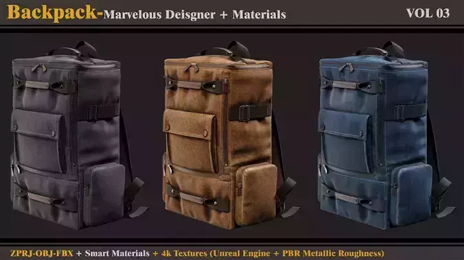 Backpack-MD-Clo3d-3 Smart Material-Textures-OBJ-FBX 3D model