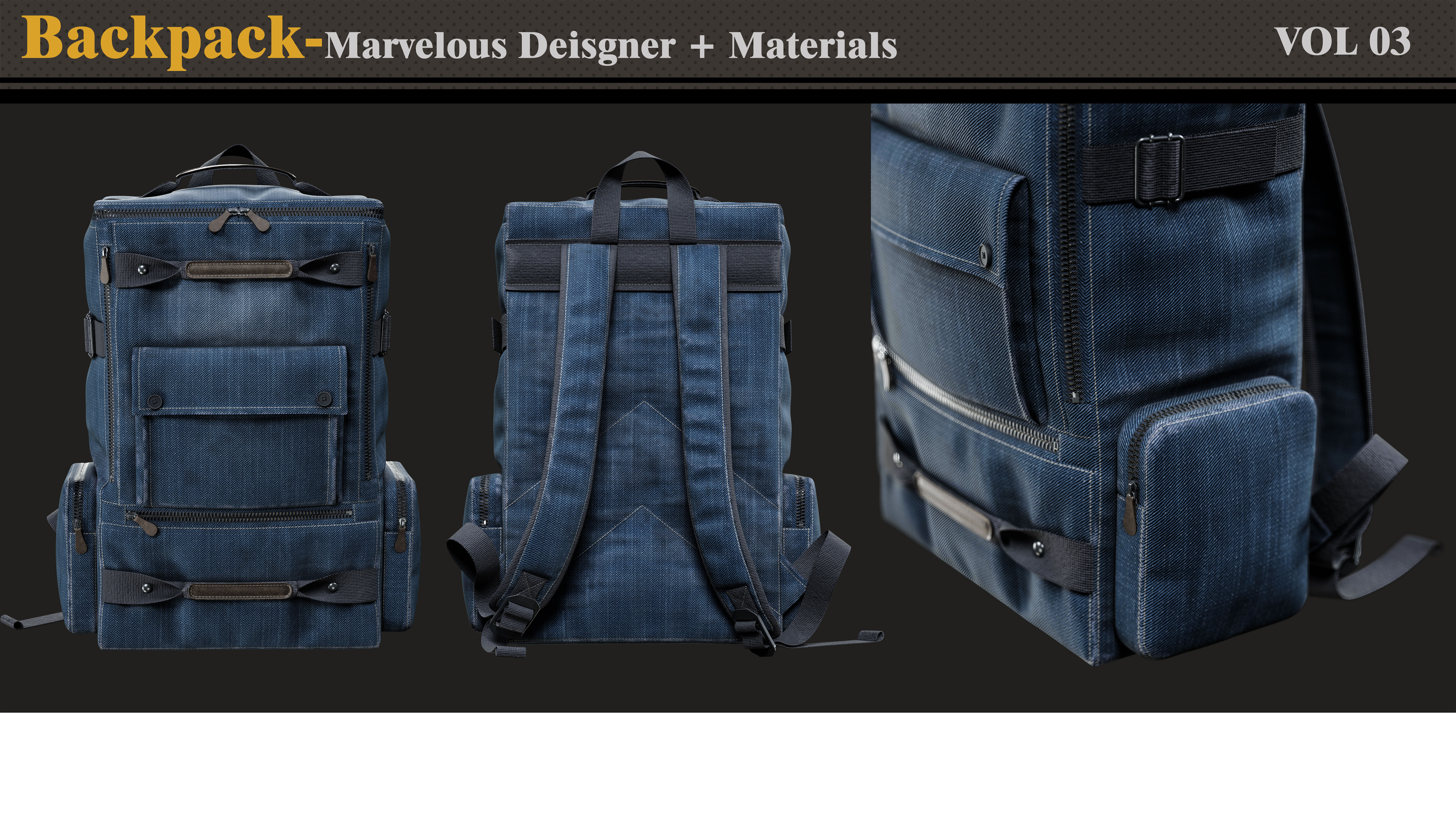 Backpack-MD-Clo3d-3 Smart Material-Textures-OBJ-FBX 3D model_3