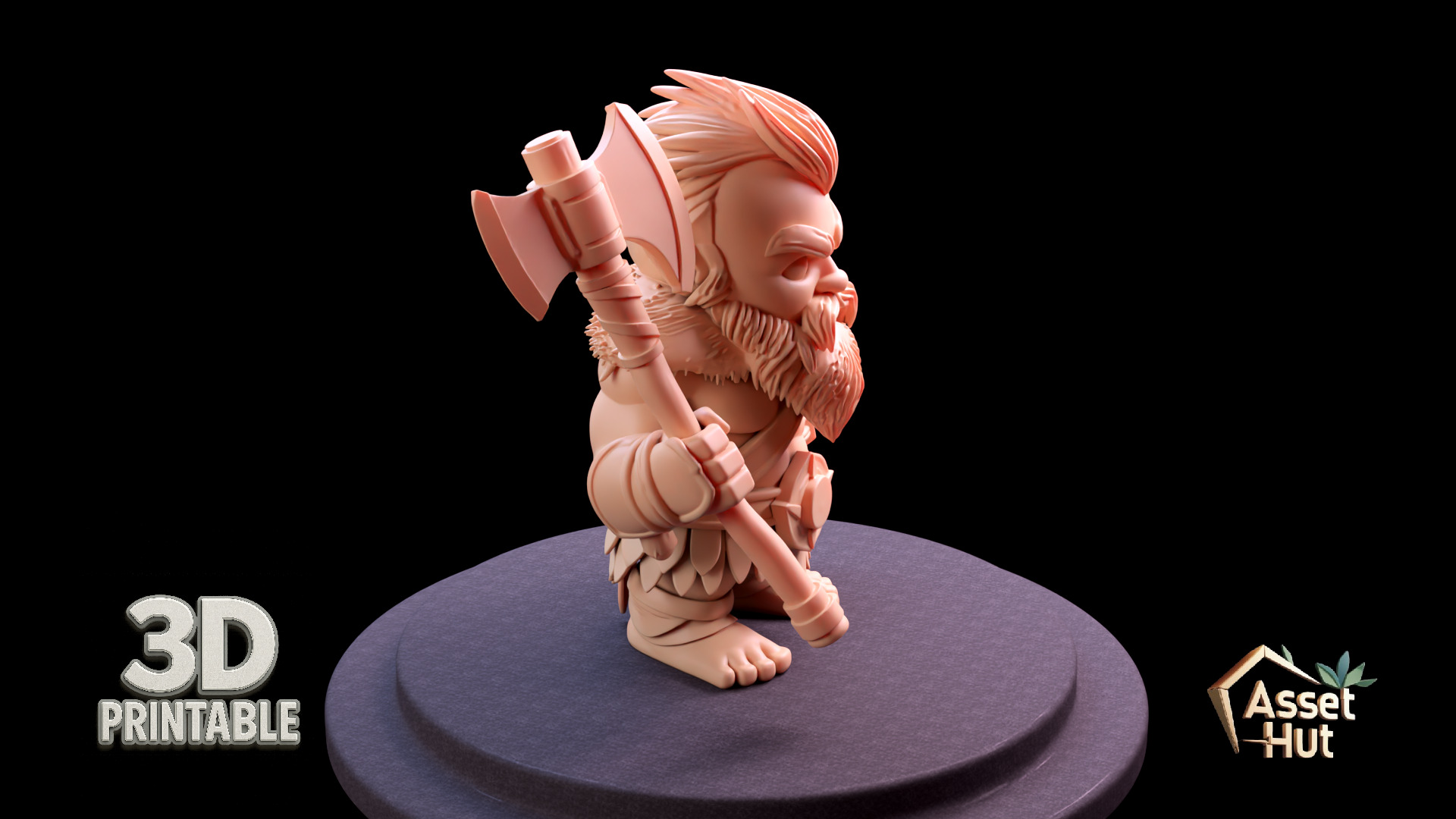 Barbarian Dwarf Warrior 3D print model_5
