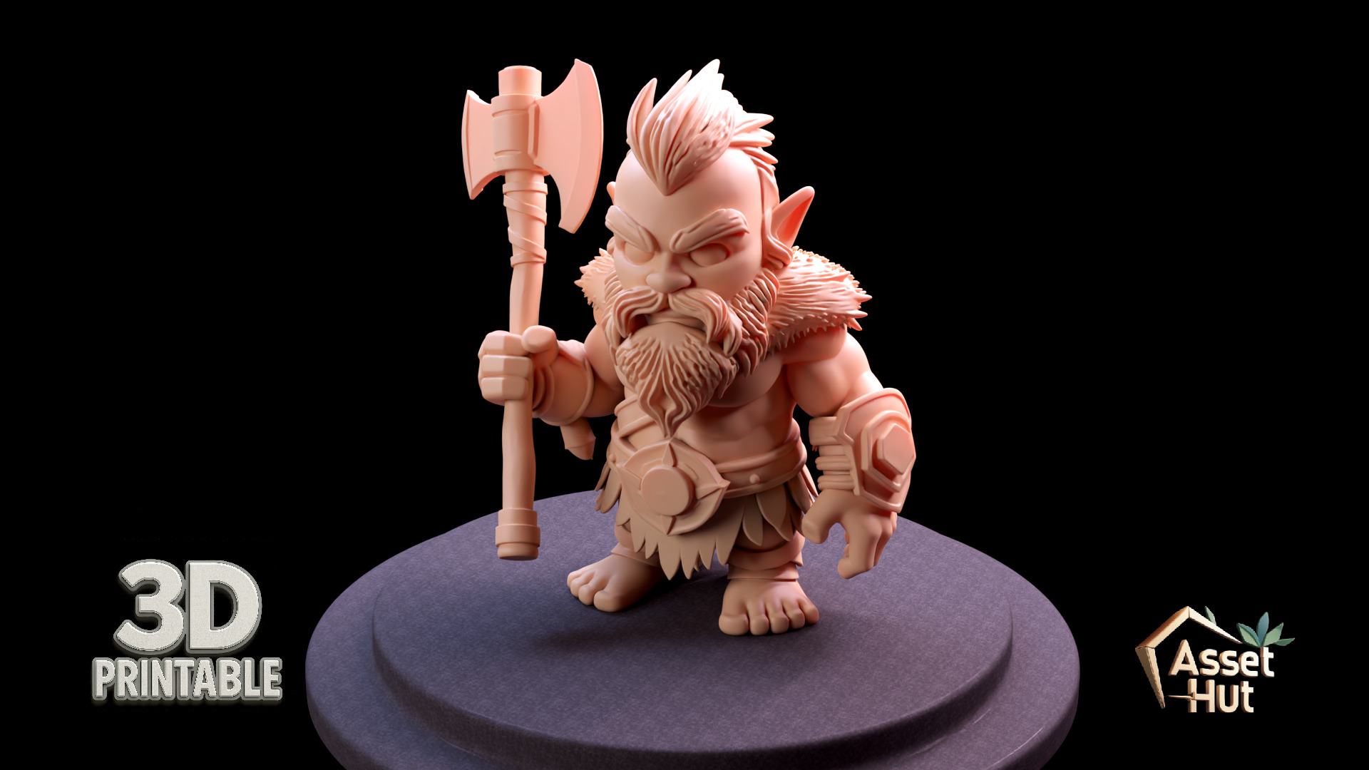 Barbarian Dwarf Warrior 3D print model_1
