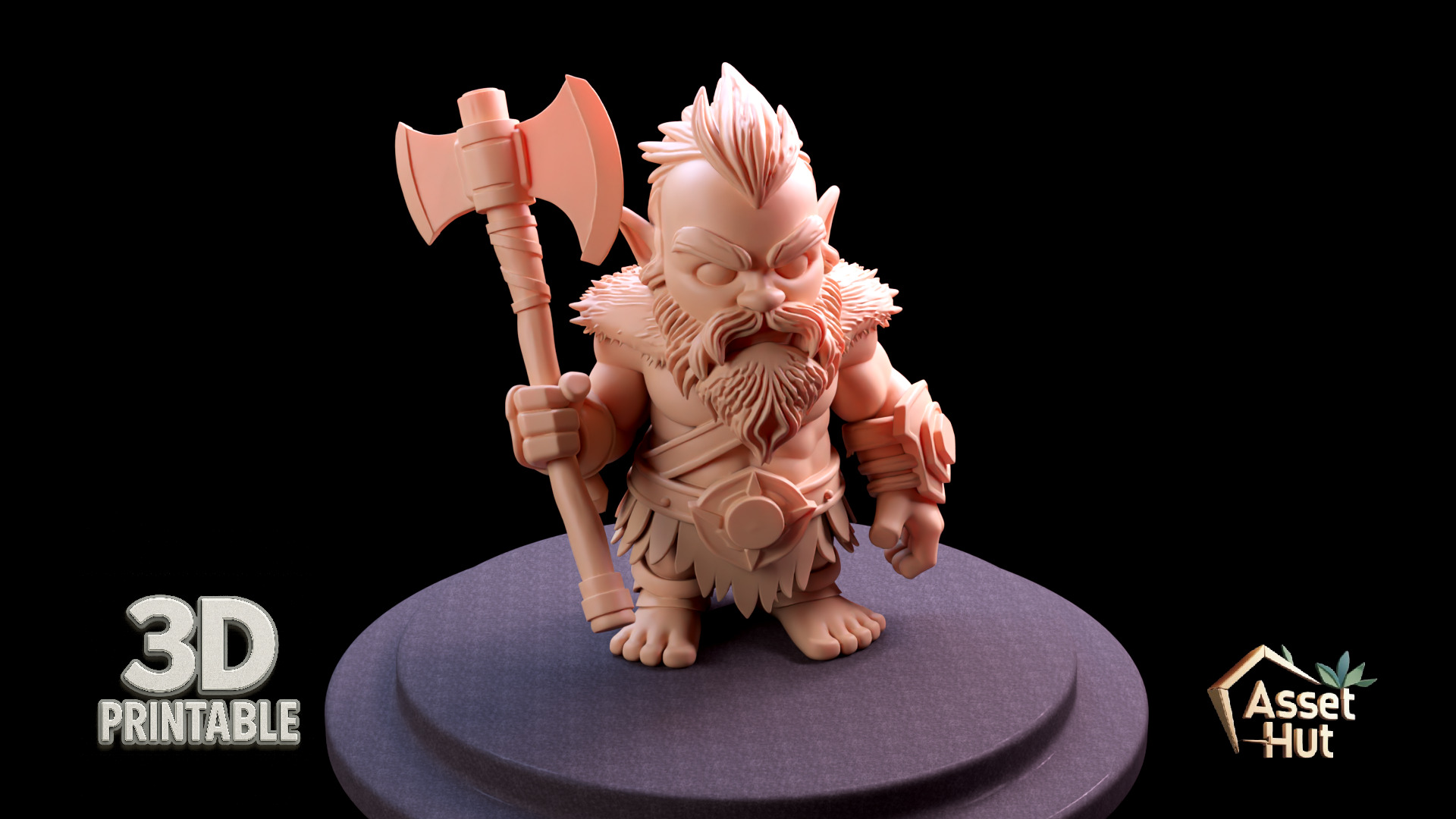 Barbarian Dwarf Warrior 3D print model_2