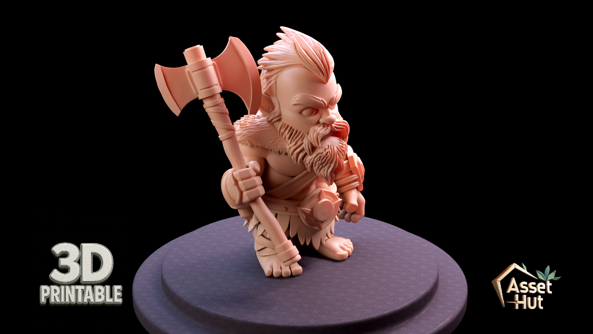 Barbarian Dwarf Warrior 3D print model_4