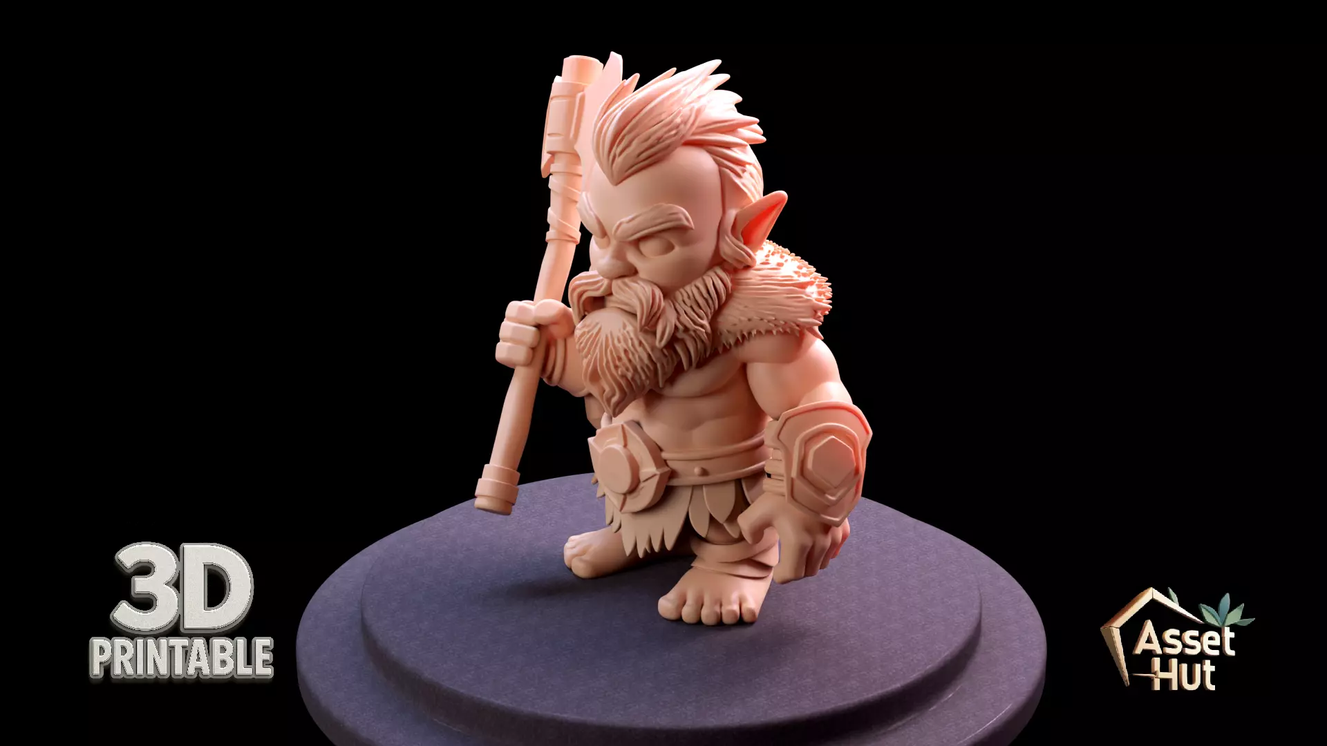 Barbarian Dwarf Warrior 3D print model_0