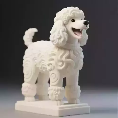 606  Laughing  Poodle  Totem   Full Body  3D Model