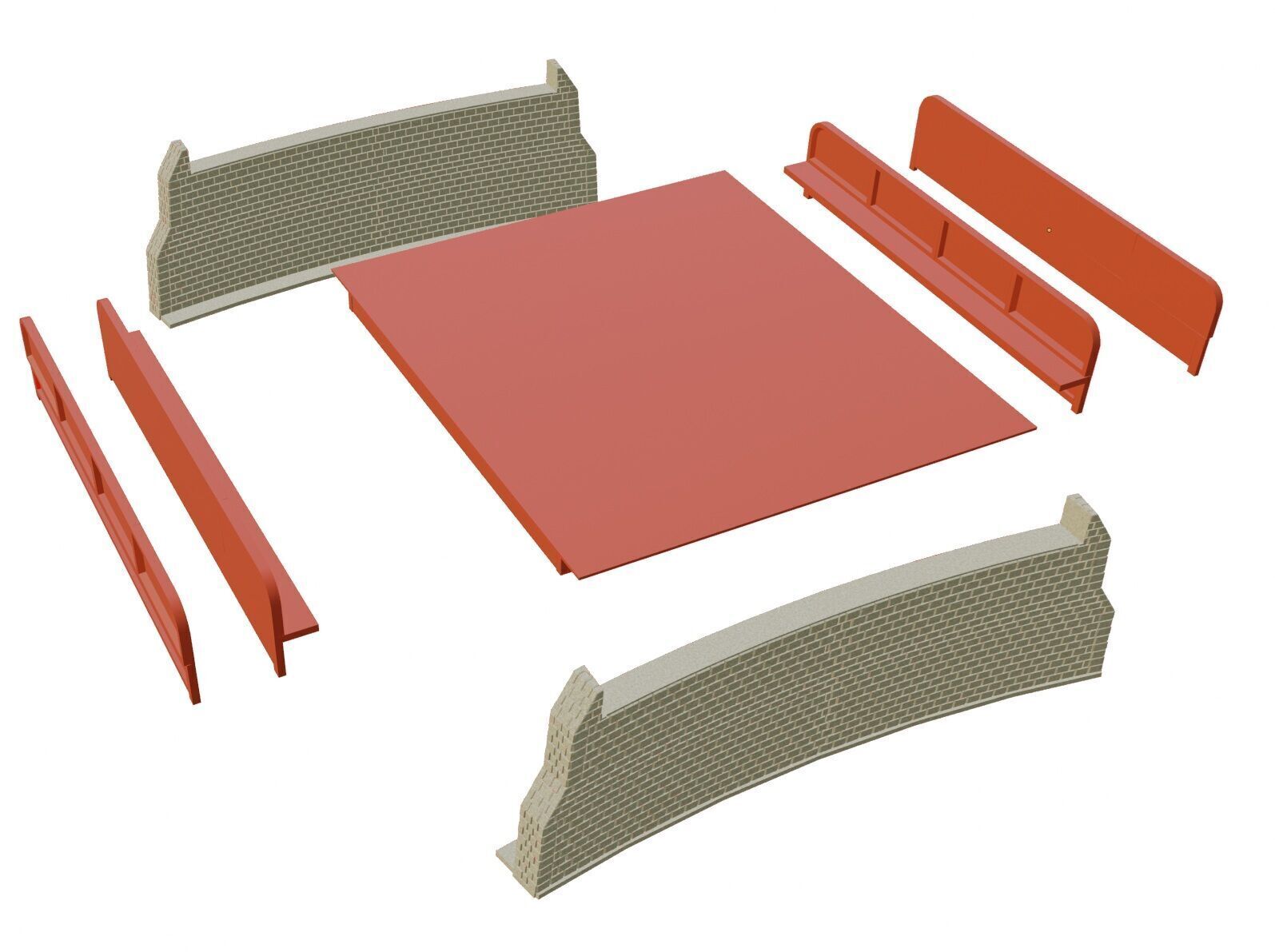 H0 scale 20 degree curved viaduct - FDM 3D print model_4