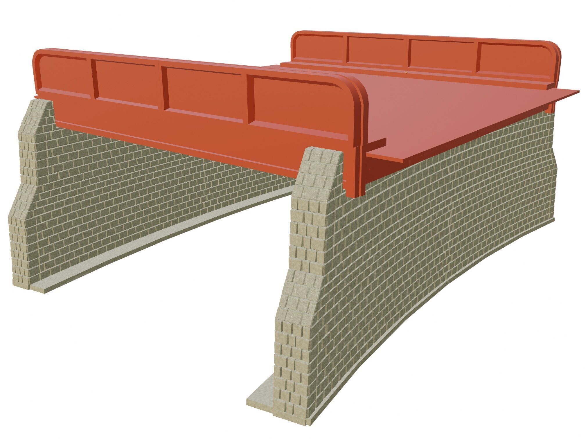 H0 scale 20 degree curved viaduct - FDM 3D print model_3