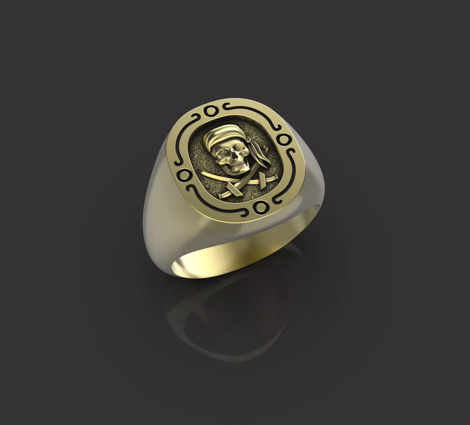 Jolly Roger skull pirate ring 3D print model_0